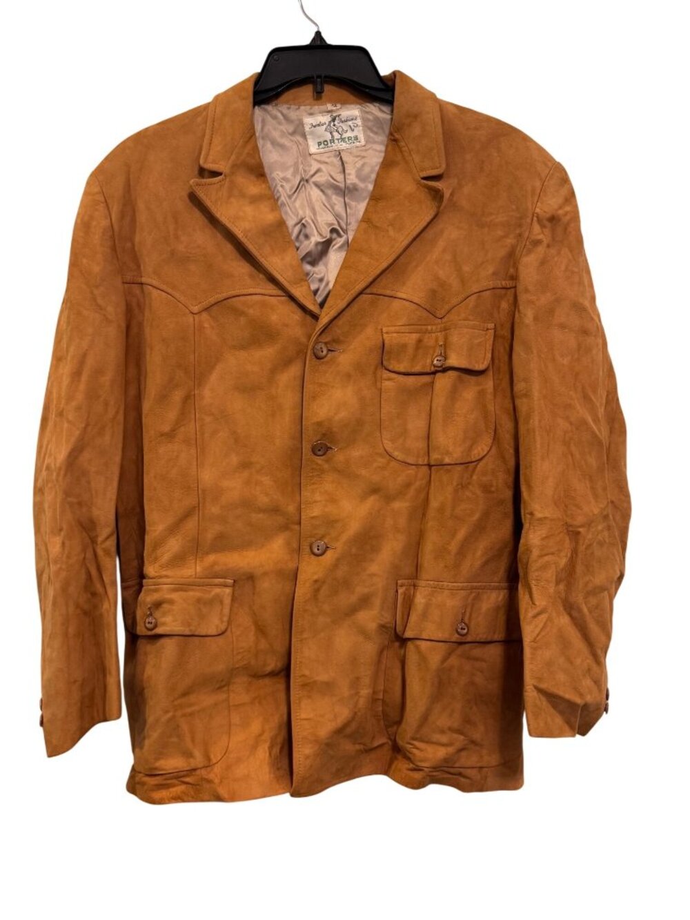 Vintage Scully Western Leather Blazer Jacket Tan Suede Three-Button Size 42